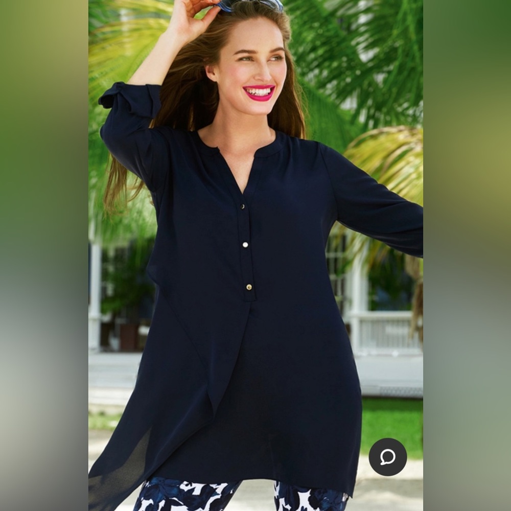 Joseph Ribkoff Made in Canada Navy Blue Asymmetric Blouse Size 4